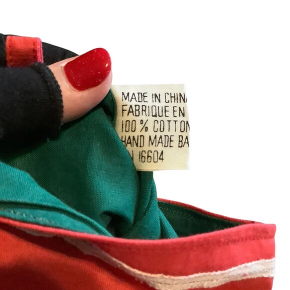 Vtg Merry Christmas Stocking White Battenberg Lace Flowers 100% Cotton 18" - Picture 3 of 5